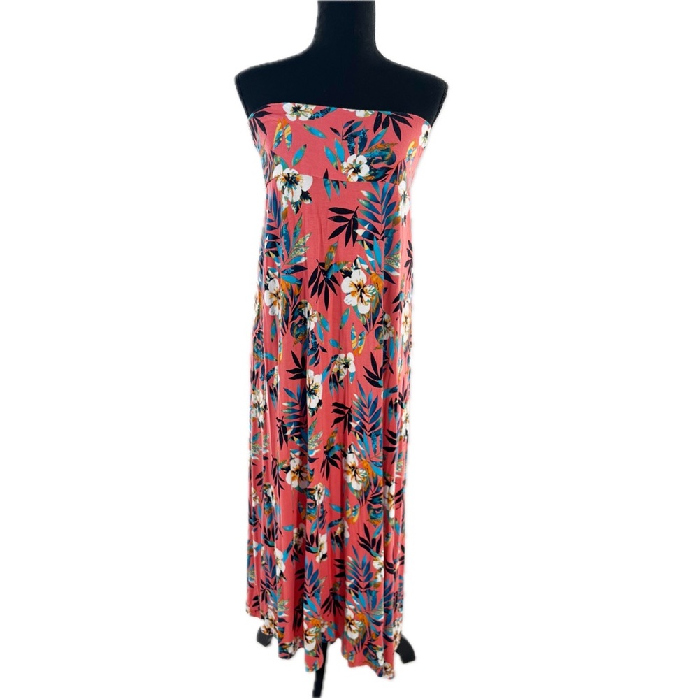 LOVEAPPELLA Deanne Knit Maxi Skirt Coral Tropical Floral Print Size XL - Picture 7 of 16